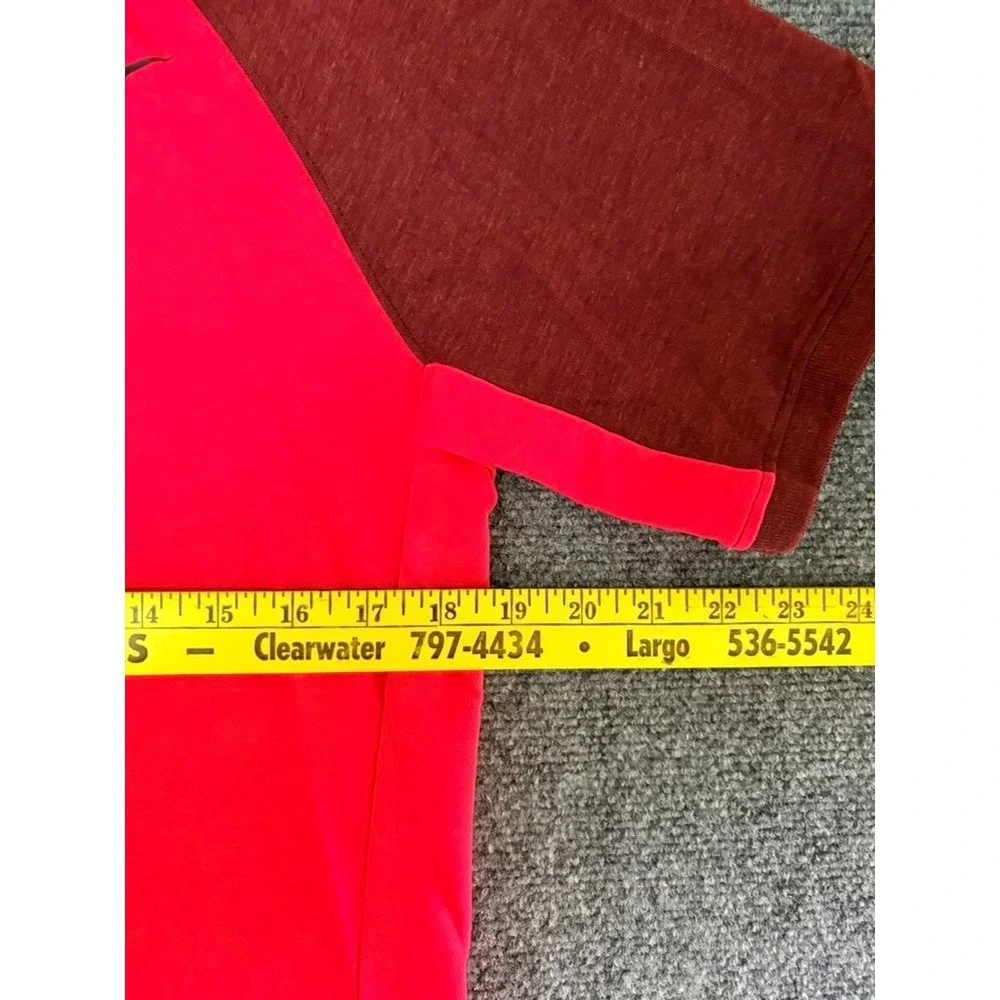 Nike Golf Mens Dri-fit Blade Collar Shirt Red Maroon Raglan Short Sleeve Small